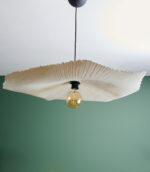 magnifique lampe louise objet blanche papier mâché-suspension-grand-modèle