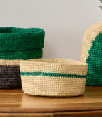 mignon mini panier xs domoina naturel rayé vert